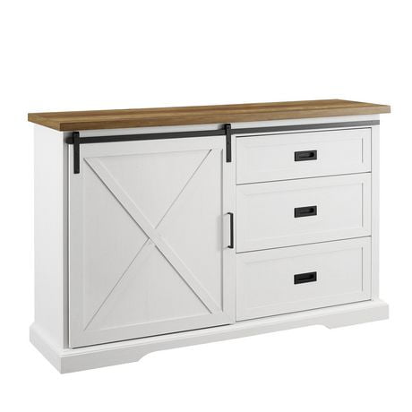 56 Sliding X Barn Door Sideboard Reclaimed Barnwood Brushed White   6000203515725 