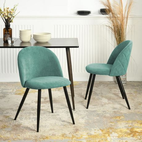 Homycasa Set of 2 Dining Chair Mid Round Back Upholstered Side Chairs for Kitchen Room Bistro