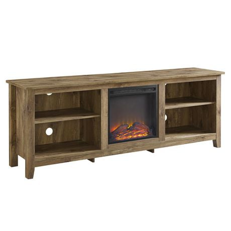 70" Wood Media TV Stand Console with Fireplace - Barnwood | Walmart Canada