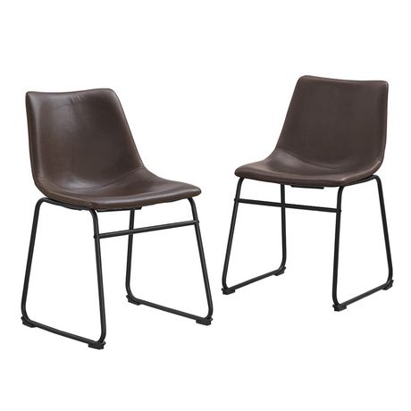 Walker Edison Brown Faux Leather Dining Kitchen Chairs ...