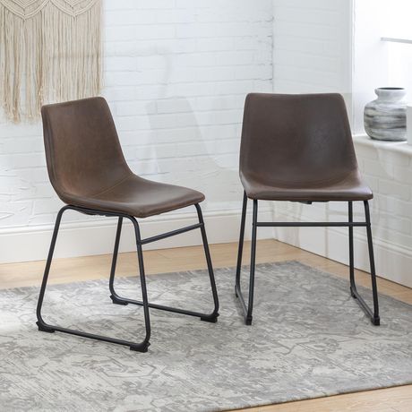 Walker Edison Brown Faux Leather Dining Kitchen Chairs | Walmart Canada