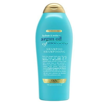 OGX Extra Strength Hydrate & Repair + Argan Oil of Morocco Shampoo for Dry, Damaged Hair, Cold-Pressed Argan Oil to Moisturize & Smooth, Paraben-Free, Sulfate-Free Surfactants, 750 mL