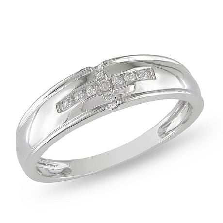 Miabella 1 10 ct Diamond Wedding  Band  in 10 K White Gold 