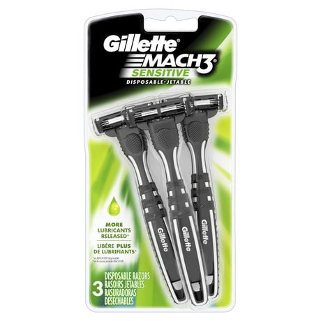 Gillette Mach3 Sensitive Men’s Disposable Razors, 3 Disposable Razors