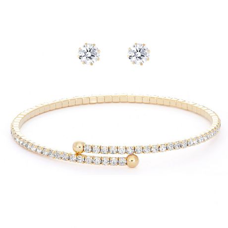 Ti Amo 14KT Gold Plated Bracelet & Earring Set | Walmart Canada