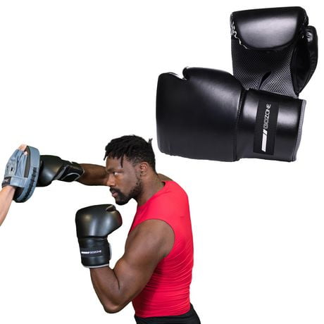 GoZone 16oz Pro-Style Boxing Gloves – Black/Grey, With MicroFresh technology
