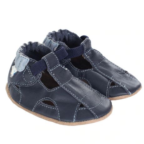 Robeez Bebe Tout Petit Garcon Chaussures En Cuir A Semelle Souple Avec Semelle En Daim Sandale De Pecheur Marine 12 18 Mois Walmart Canada