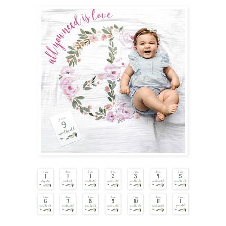 Lulujo - Baby's 1st Year - Monthly Milestone Photography Background Prop, Blanket and Cards Set -  Isn't She Lovely