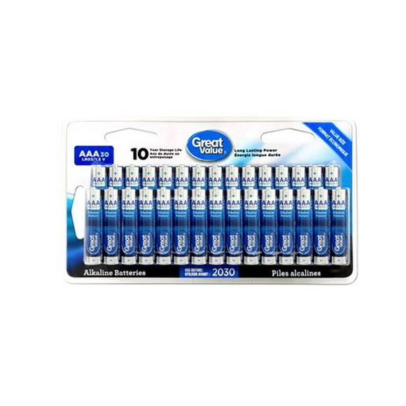 AAA Alkaline Battery 30 Pack, Pack of 30 batteries