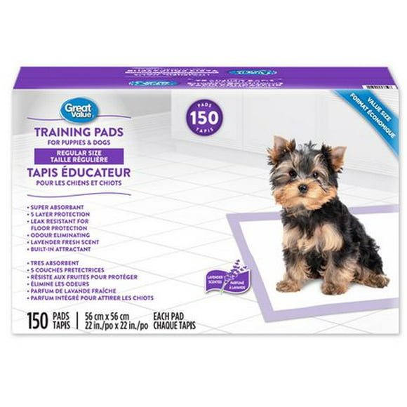 Great Value Lavender Scent Training Pads, L 150CT, 22x22", 150CT