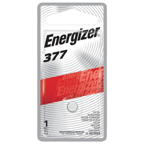 Energizer 377 Batteries (1 Pack), Silver Oxide Button Cell Batteries, Silver Oxide Button Batteries