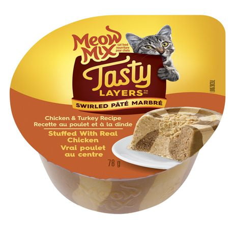 Meow Mix Tasty Layers Poulet et Dinde Nourriture Humide Pour Chats 78g