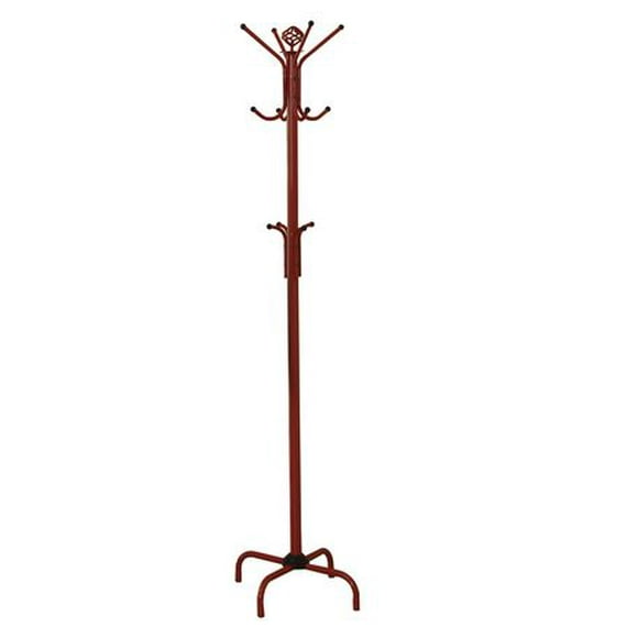 Monarch Specialties Coat Rack, Hall Tree, Free Standing, 12 Hooks, Entryway, 70"H, Metal, Red, Contemporary, Modern