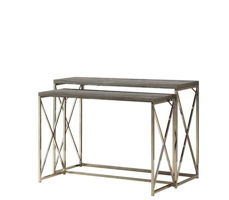 Monarch Specialties 2-Piece Dark Taupe/Chrome Console Table Set ... Monarch Specialties 2-Piece Dark Taupe/Chrome Console Table Set ...