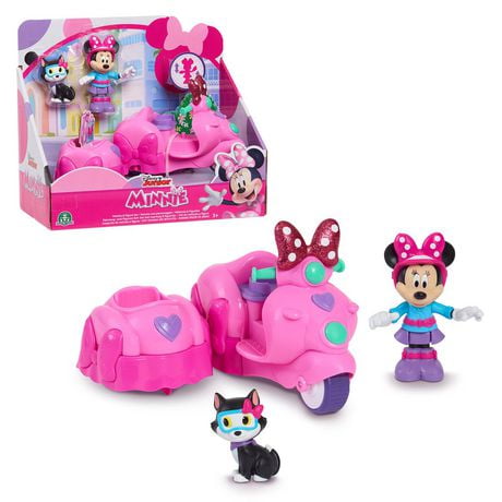 Disney Junior Minnie Mouse Vehicle & Figure Set, Scooter, Includes Minnie Mouse and Figaro Figures
