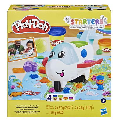 Play-Doh Airplane Explorer Starter Set, Preschool Toys for 3 Year Old Girls & Boys & Up with Jet, World Map Playmat, 3 Accessories, & 4 Modeling Compound Colors, Ages 3 and up
