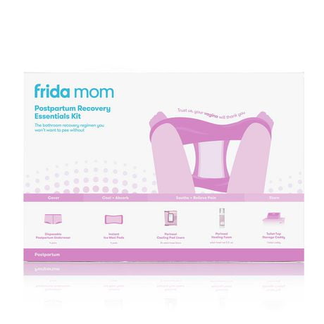 Frida Mom - Women, Newborn Baby - Postpartum Recovery Essentials Kit - Hospital Bag Pads & Disposable Underwear 4 Count Gift Set