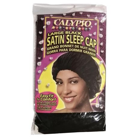 Calypso Large Black Satin Sleep Cap