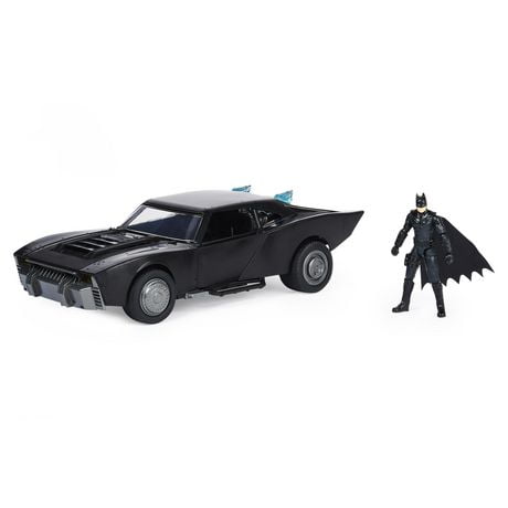 DC Comics, Batman Batmobile avec figurine Batman de 10 cm, effets sonores et lumineux, Pièce à collectionner du film Batman, Jouet pour garçons et filles à partir de 4 ans