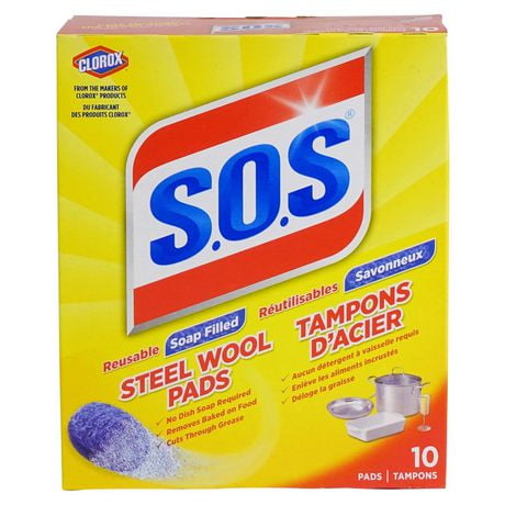S.O.S Steel Wool Soap Pads, 10 Count, 10 Pads