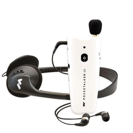 Amplificateur personnel Pocketalker 2.0 de Williams Sound avec casque d'écoute et mini-écouteurs - Blanc