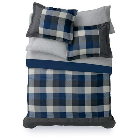 Mainstays Blue Ridge Plaid Bed In A Bag, King