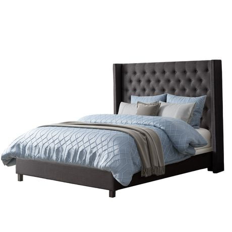 Fairfield Queen Bed with Tufted and Winged Headboard