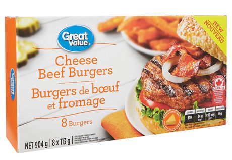 Great Value Cheese Beef Burgers | Walmart Canada