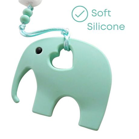 Tiny Teethers Jouet de Dentition l'éléphant en Silicone avec Clip