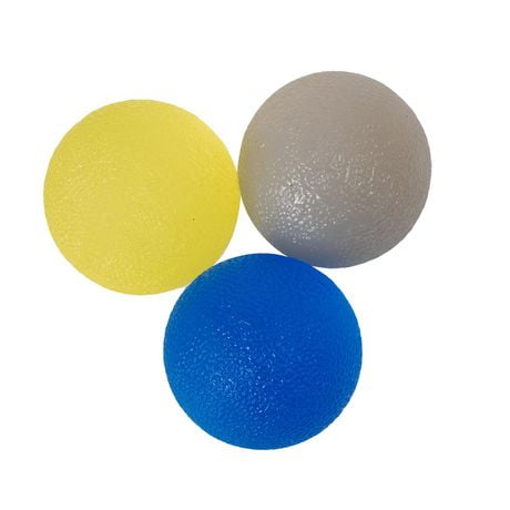 Paquet de 3 balles de bien-être pour les mains GoZone – Bleu/vert/gris 3 niveaux de fermeté