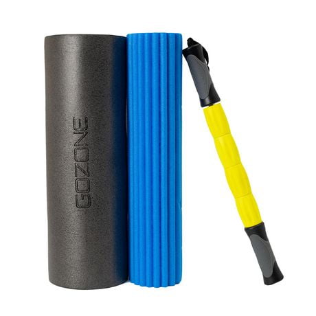 GoZone 3-in-1 Body Roller – Black/Blue/Yellow, Space-saving design