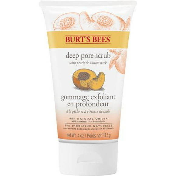Burt’s Bees Peach and Willowbark Deep Pore Scrub, 100% Natural Origin, 110g