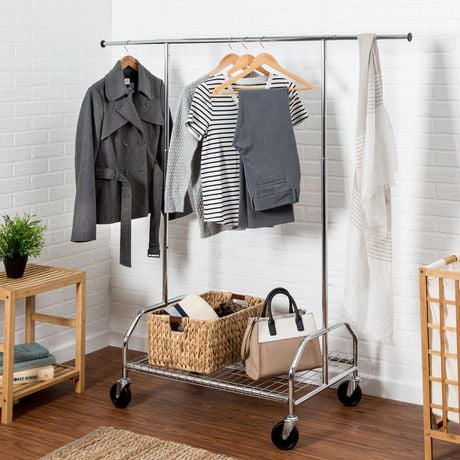 Honey Can Do Rolling Garment Rack With Shelf Chrome Canada