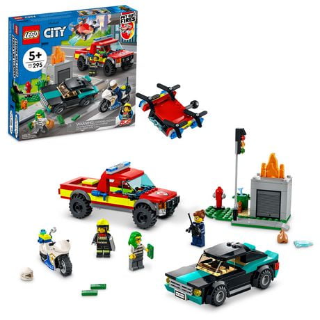 LEGO City L’incendie et la poursuite policière 60319 Ensemble de construction (295 pièces)