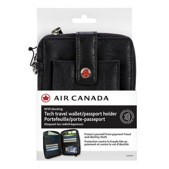 Air Canada RFID Blocking Tech Travel Wallet/Passport Holder, RFID Block