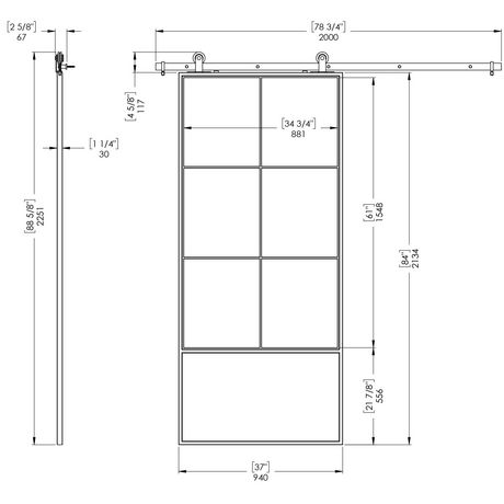 Wood Hart 37 Broadway Clear Barn Door Kit Hardware Included Walmart Canada