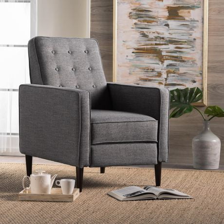 Mervynn Mid Century Modern Grey Fabric Recliner 