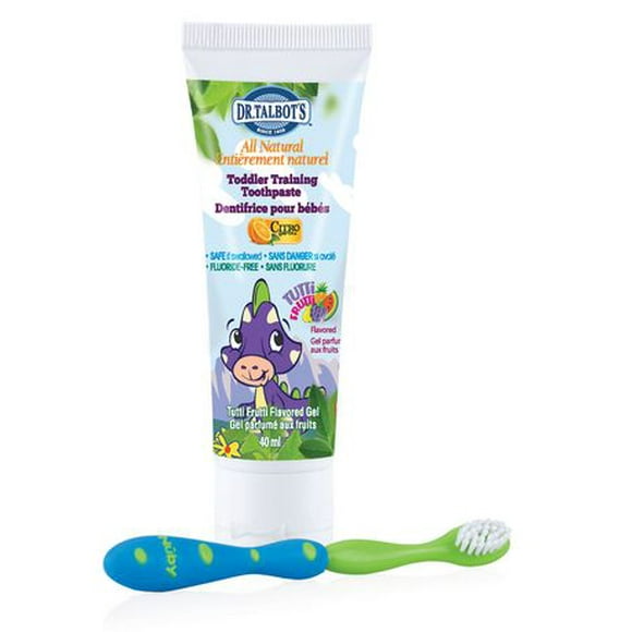Nuby Fluoride-Free with Citroganix Toddler Training Toothpaste with Toothbrush, All natural