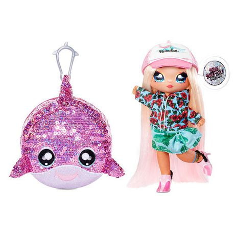 Na Na Na Surprise 2-in-1 Fashion Doll and Sparkly Sequined Purse Sparkle Series – Krysta Splash, 7.5" Surfer Doll