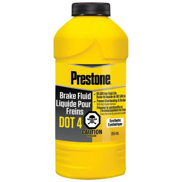 Prestone® DOT 4 Brake Fluid 355mL, Prevents overheating, brake fading and exceeds DOT 4 standard requirements.