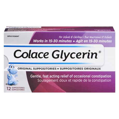 Colace Glycerin Suppositories - Childrens | Gentle Fast Acting Relief of Occasional Constipation, 12 Suppositories