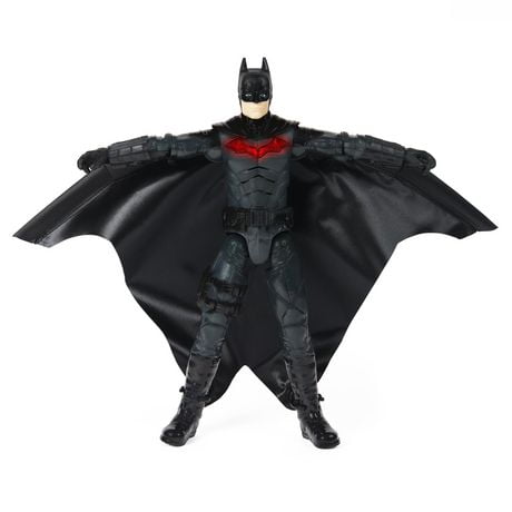 DC Comics, Figurine articulée Wingsuit Batman de 30,5 cm avec effets lumineux et répliques, ailes rétractables, Jouets pour enfants à collectionner du film Batman pour garçons et filles à partir de 3 ans