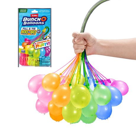 Bunch O Balloons Tropical Party 100+ Rapid-Filling Self-Sealing Water Balloons (3 Pack), By Zuru