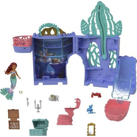 Coffret de jeu La Grotte d’Ariel Storytime Stackers La Petite Sirène de ​Disney, maison de poupée empilable avec petite poupée et 10 accessoires
