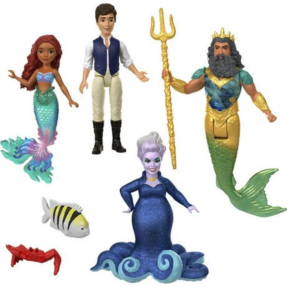 Coffret Les Aventures d’Ariel La Petite Sirène de ​Disney avec 4 petites poupées et accessoires, jouets inspirés du film Âges 3+