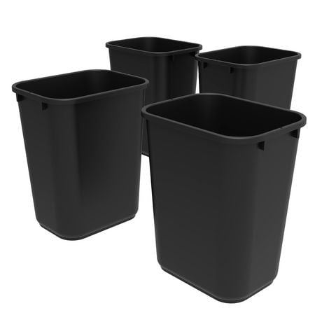 Storex Large/Tall Waste Basket, Black (case of 4)