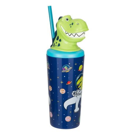 18OZ NOVELTY TOPPER- DINO IN SPACE, Sipper<br>Novelty<br>18 Fluid Ounce
