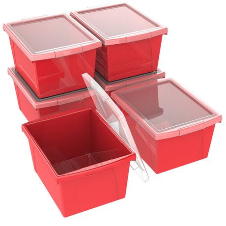 Storex 4Gallon 15L Classroom Storage Bin Lid Red 6 Units Pack   6000198535292 