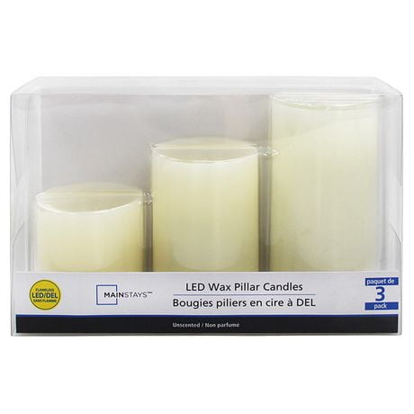 Mainstays 3PK LED Wax Pillar Candles Set
