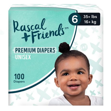 Rascal + Friends Premium Jumbo Diapers, Unisex, Sizes 1-7, Count 88-168
